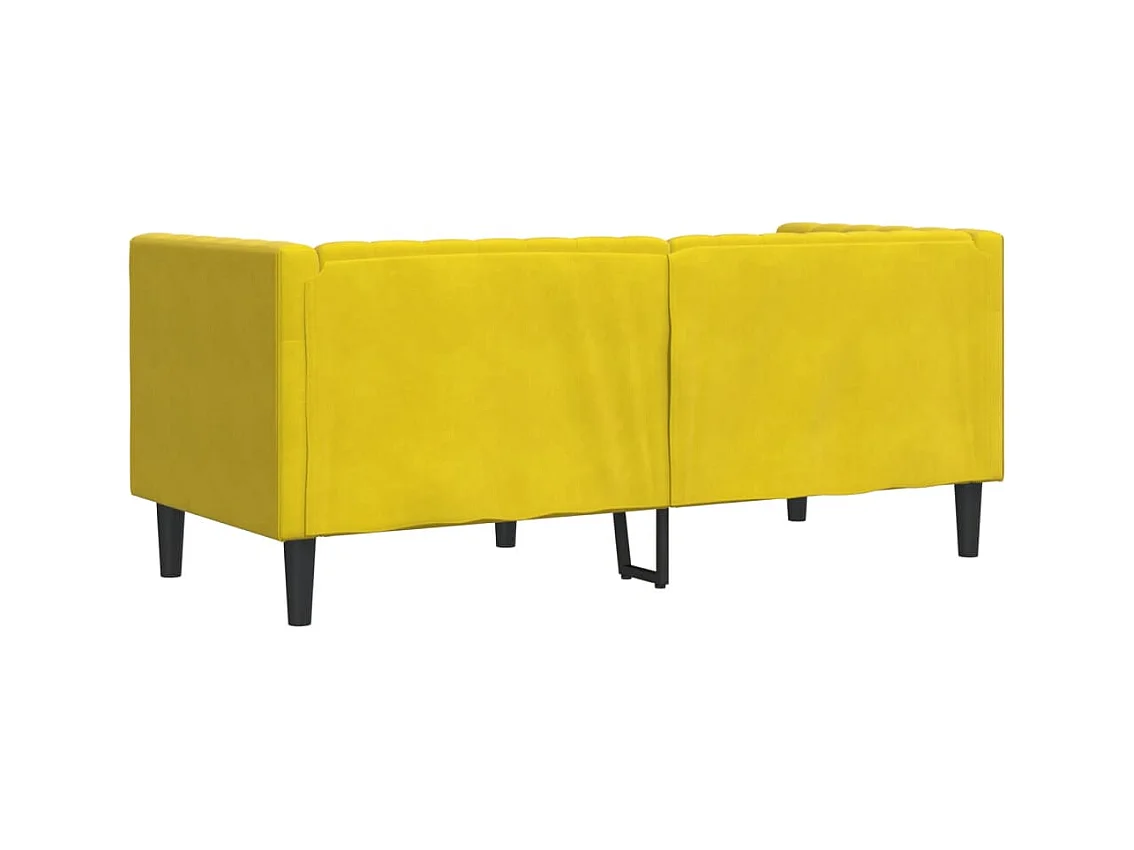 Canapé Chesterfield 2 places | Sofa pour Salon avec traversins jaune velours