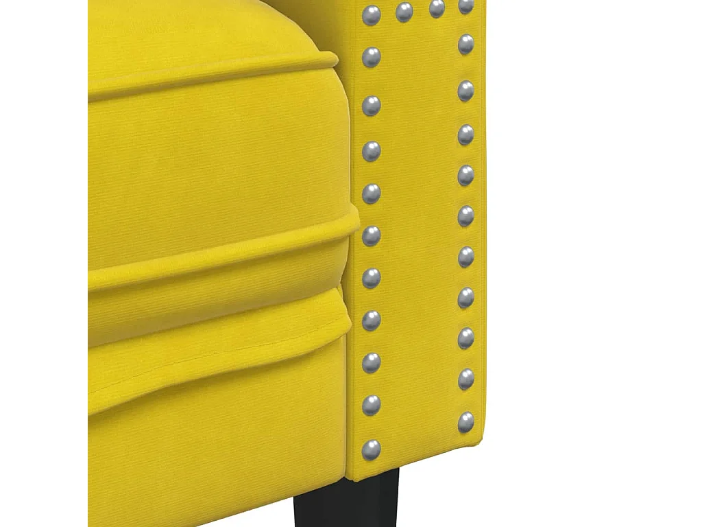 Canapé Chesterfield 2 places | Sofa pour Salon avec traversins jaune velours