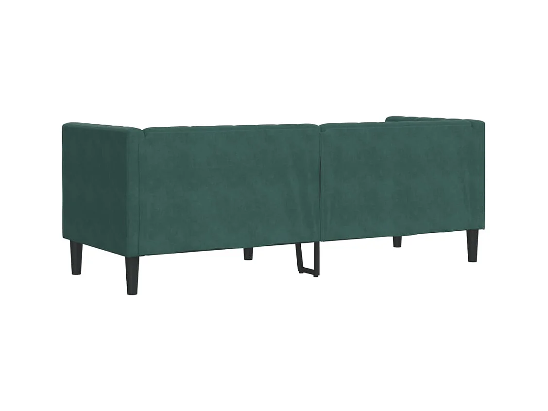 Canapé Chesterfield 3 places | Sofa pour Salon avec traversins vert foncé velours