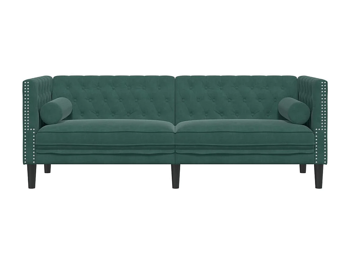 Canapé Chesterfield 3 places | Sofa pour Salon avec traversins vert foncé velours