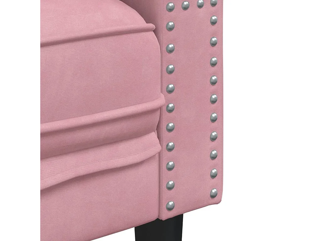 Canapé Chesterfield 2 places | Sofa pour Salon avec traversins rose velours