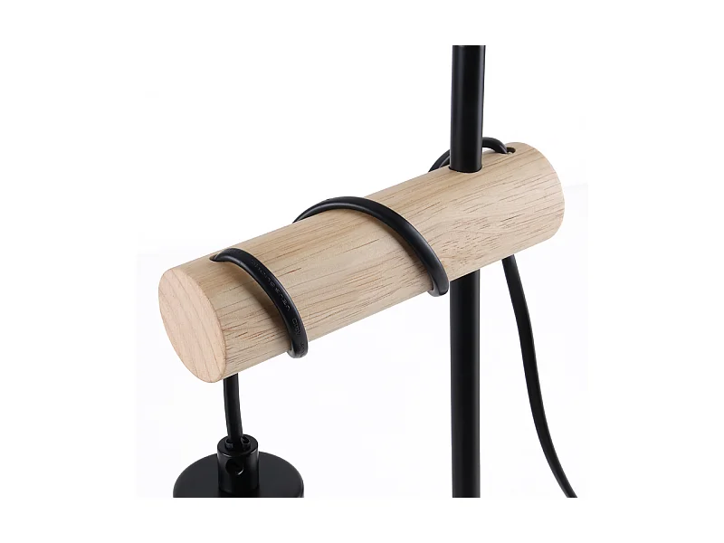 Lampe de table NETTLIFE salon lampe de table en bois vintage : lampe de chevet noire 1 lumière au design industriel en métal douille E27 sans ampoule