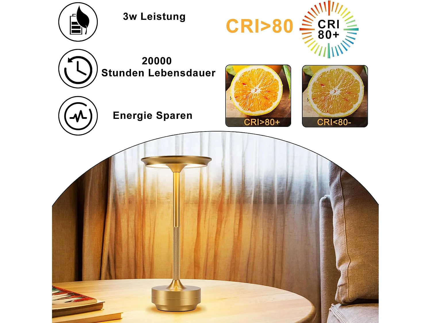 Lampe de chevet sans fil Nettlife à piles – Lampe de table LED tactile à intensité variable, lot de 2 avec batterie rechargeable USB