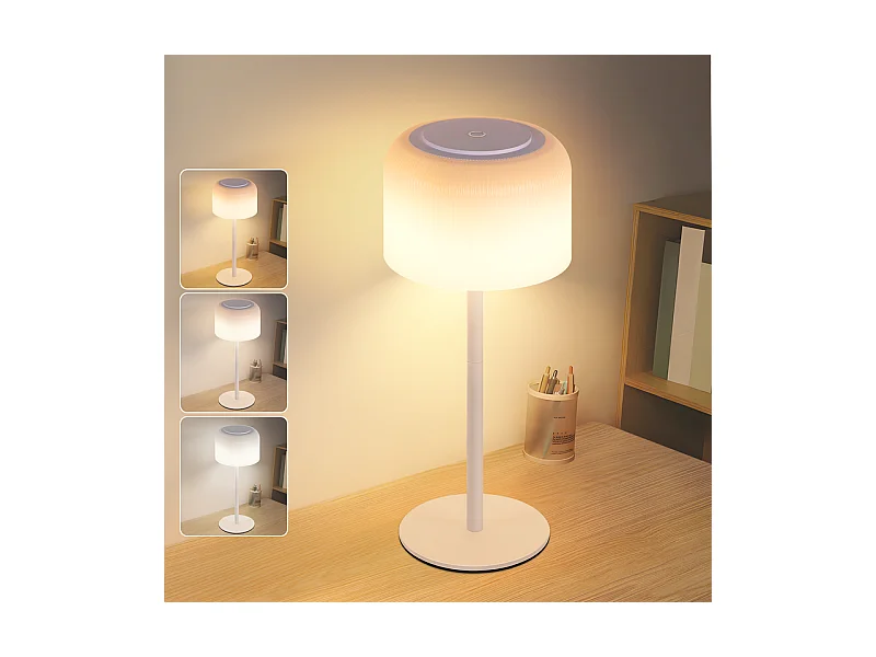 Lampe de table LED NETTLIFE sans fil, lampe de table à piles, intensité variable 3 000 K-6 500 K, rechargeable par USB-C, hauteur réglable, étanche