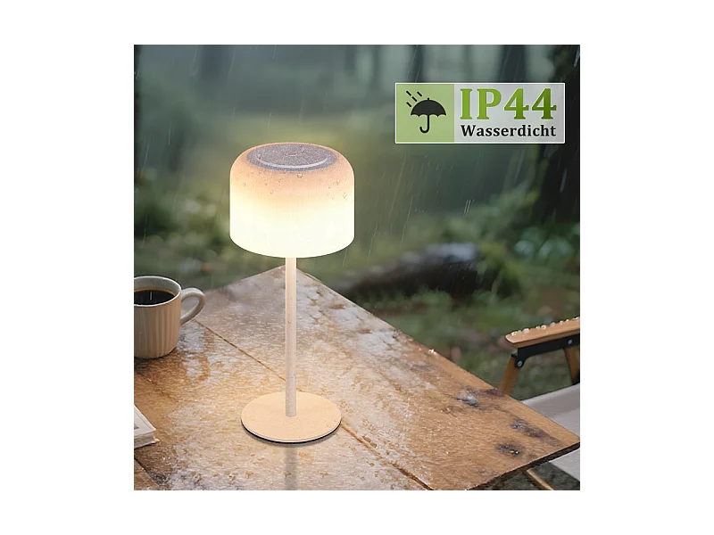Lampe de table LED NETTLIFE sans fil, lampe de table à piles, intensité variable 3 000 K-6 500 K, rechargeable par USB-C, hauteur réglable, étanche