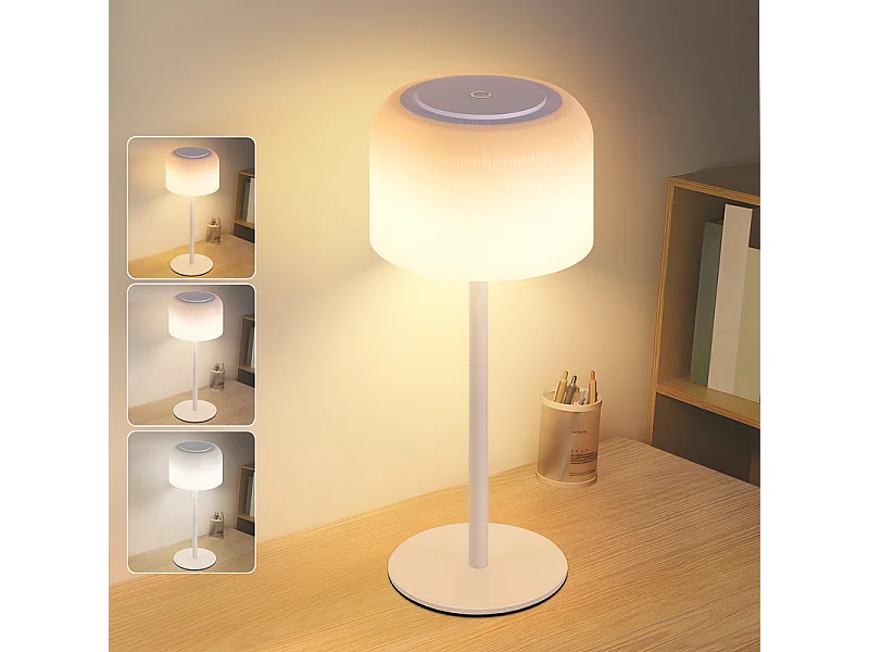 NETTLIFE Kabellose LED-Tischlampe, batteriebetriebene Tischlampe, dimmbar 3000 K – 6500 K, USB-C wiederaufladbar, höhenverstellbar, wasserdicht