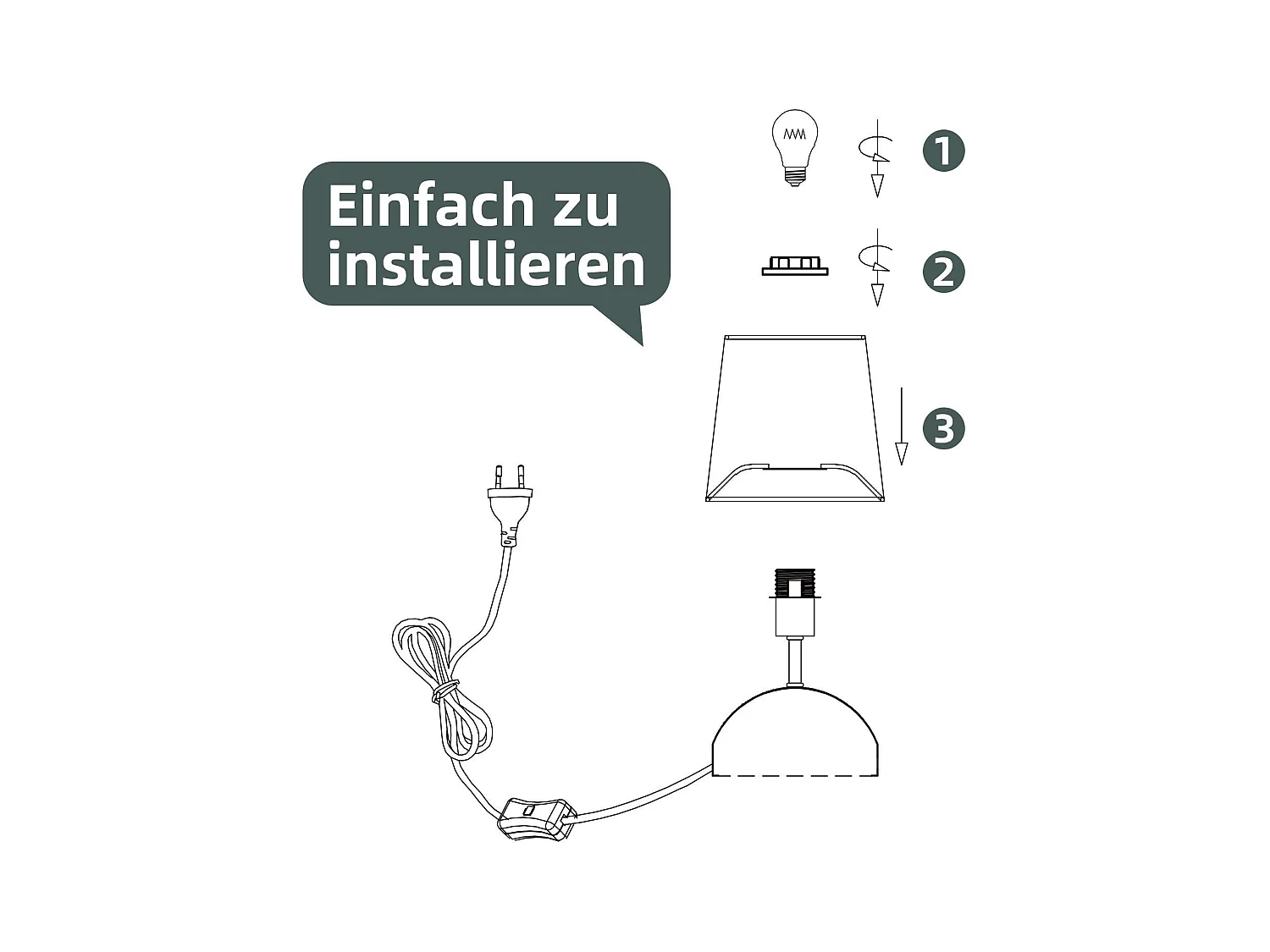 NETTLIFE Lampe de chevet avec câble lampe de table en tissu noir lit de chambre moderne avec câble, sans ampoule