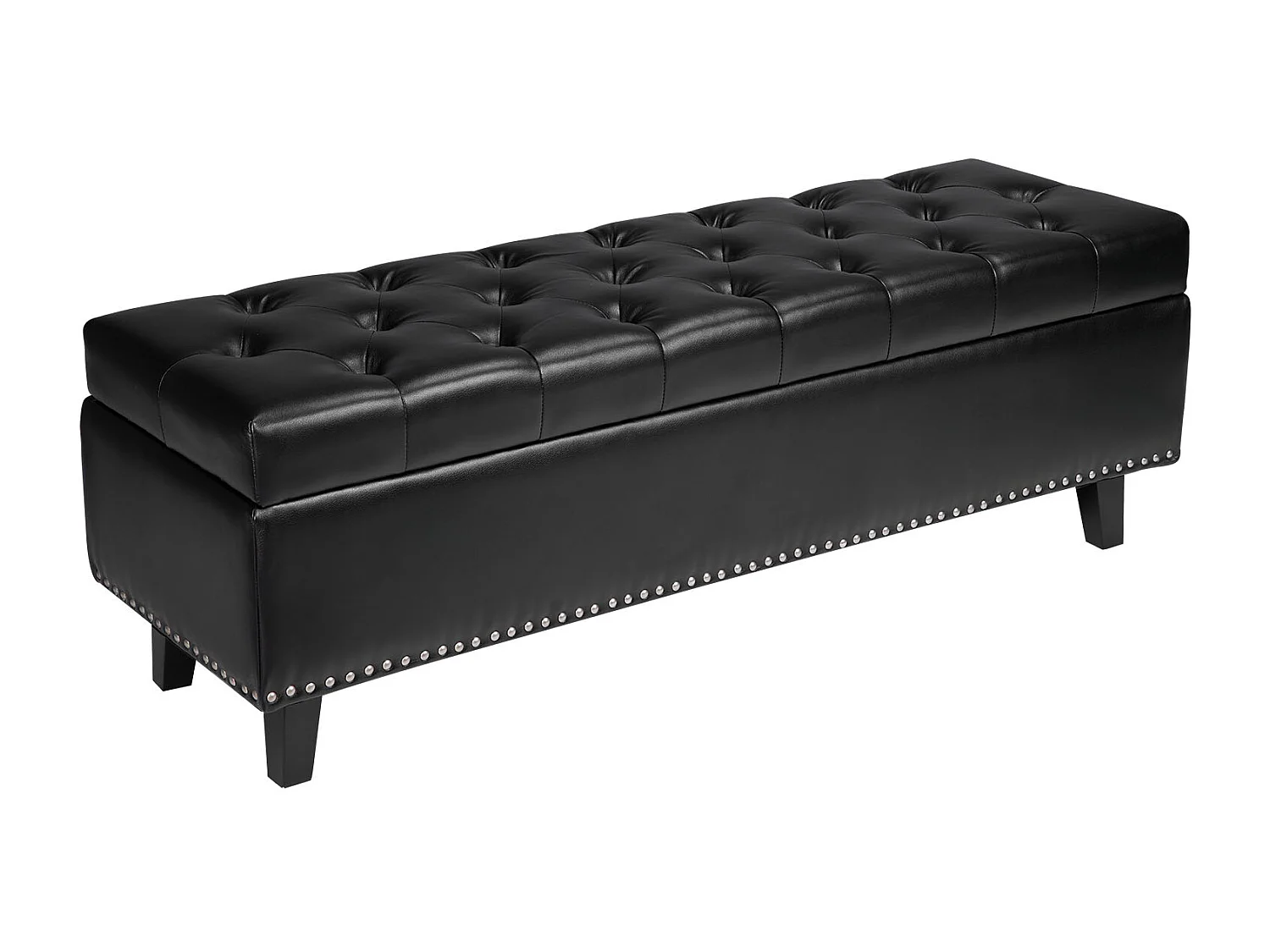 Banco Pie de Cama SucceBuy Baúl Capitoneado 130,5 cm, Pie de Cama en Cuero PU con Espacio de Almacenamiento y Patas de Madera, Banco Elegante