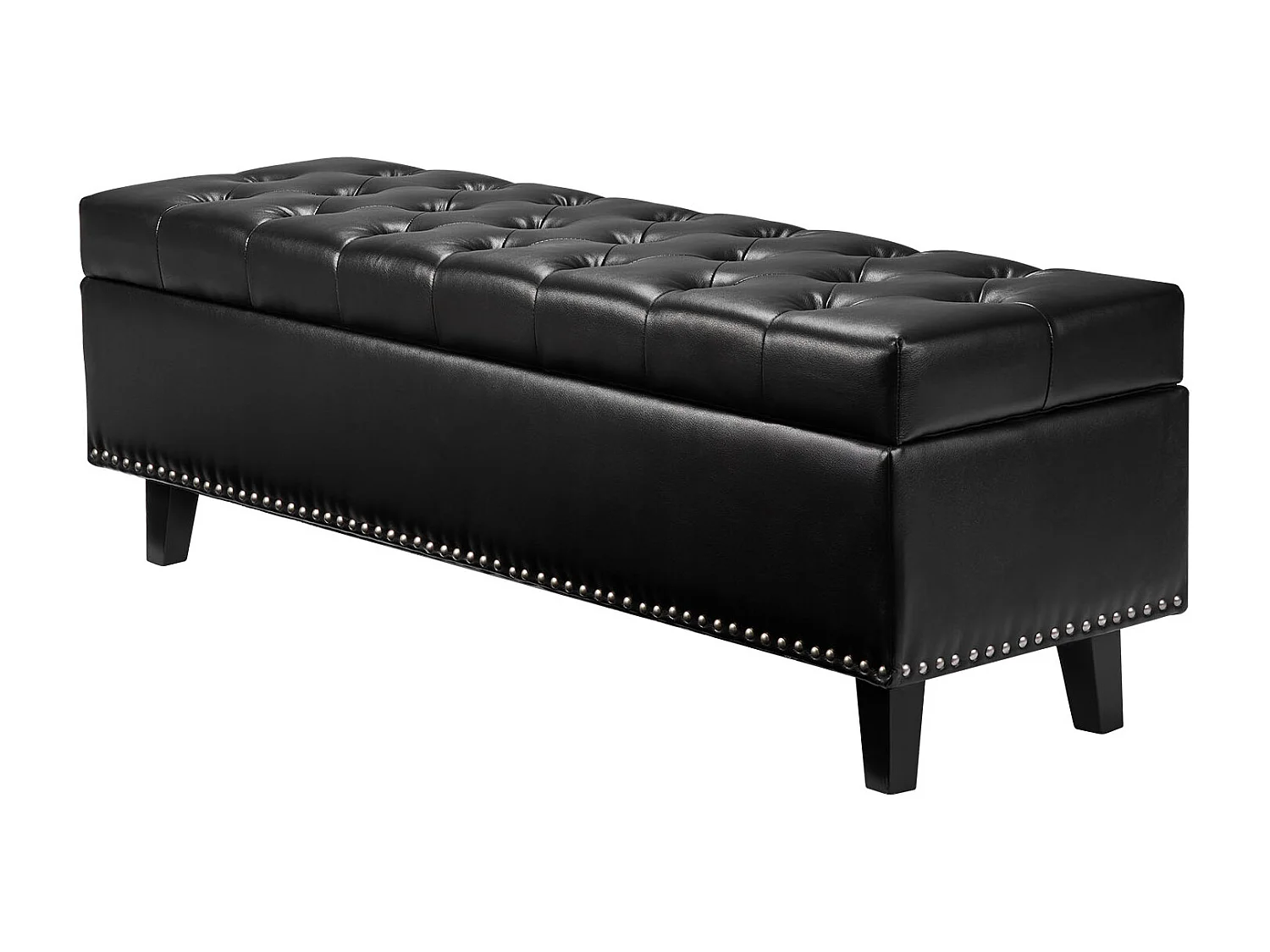Banco Pie de Cama SucceBuy Baúl Capitoneado 130,5 cm, Pie de Cama en Cuero PU con Espacio de Almacenamiento y Patas de Madera, Banco Elegante