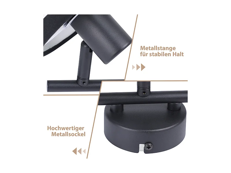 Spot de plafond NETTLIFE noir 3 flammes - Spots de plafond E14 Plafonnier tissu pivotant 350° Lampe de cuisine vintage(sans ampoule)