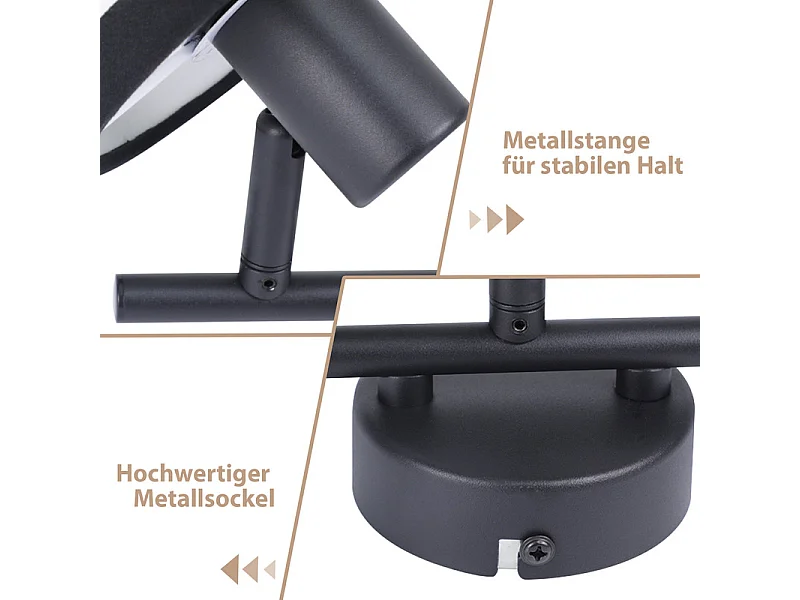 NETTLIFE - Foco de techo negro de 3 luces - E14, lámpara de techo de tela con giro de 350°, lámpara de cocina vintage (sin bombilla)