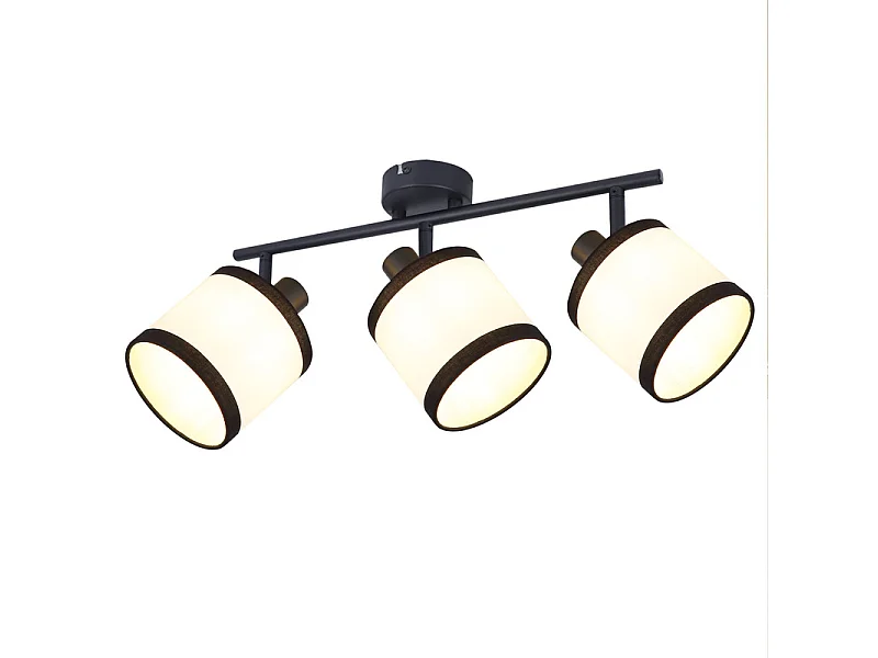 NETTLIFE - Foco de techo negro de 3 luces - E14, lámpara de techo de tela con giro de 350°, lámpara de cocina vintage (sin bombilla)