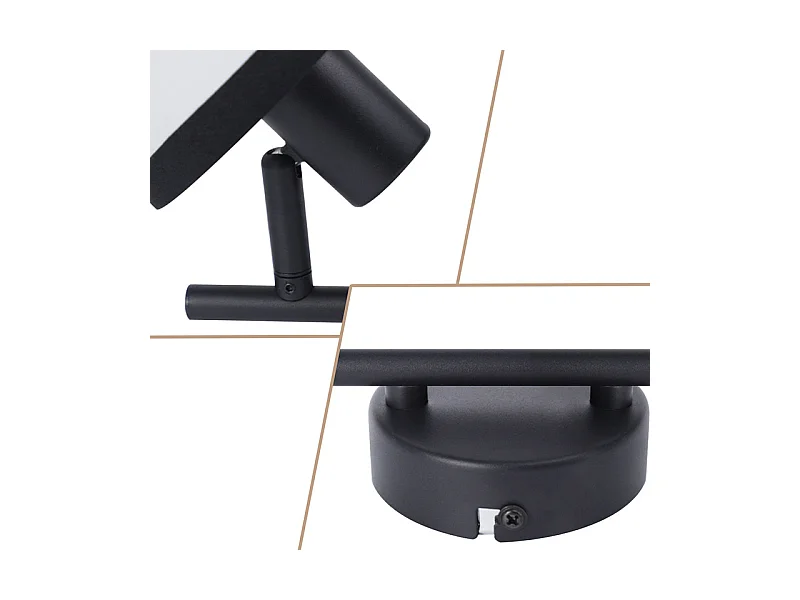 Spot de plafond NETTLIFE noir, lampe de couloir, 2 flammes - Spots de plafond LED E14, plafonnier en tissu, orientable, vintage (sans ampoule)