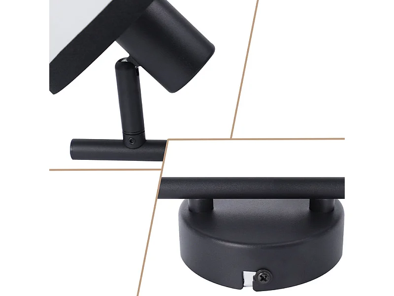 NETTLIFE Zwarte plafondspot, hallamp, 2-vlammig - E14 LED plafondspots, stoffen plafondlamp, verstelbaar, vintage (zonder lamp)