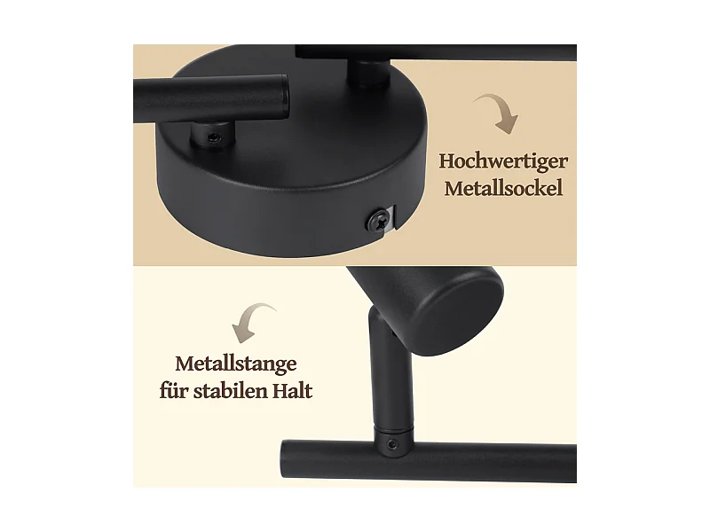 Plafonnier NETTLIFE 4 lampes noir - Spot LED E14 vintage en tissu, pivotant à 350°, pour chambre, salon, cuisine, bureau, couloir (sans ampoule)