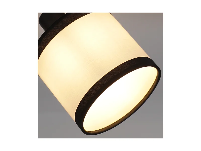 Plafonnier NETTLIFE 4 lampes noir - Spot LED E14 vintage en tissu, pivotant à 350°, pour chambre, salon, cuisine, bureau, couloir (sans ampoule)