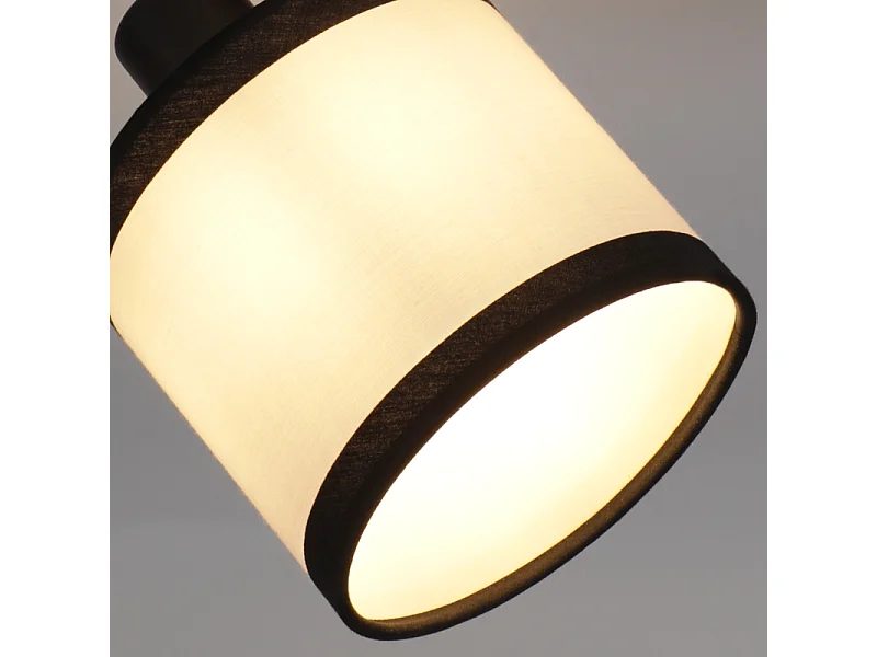 Plafonnier NETTLIFE 4 lampes noir - Spot LED E14 vintage en tissu, pivotant à 350°, pour chambre, salon, cuisine, bureau, couloir (sans ampoule)