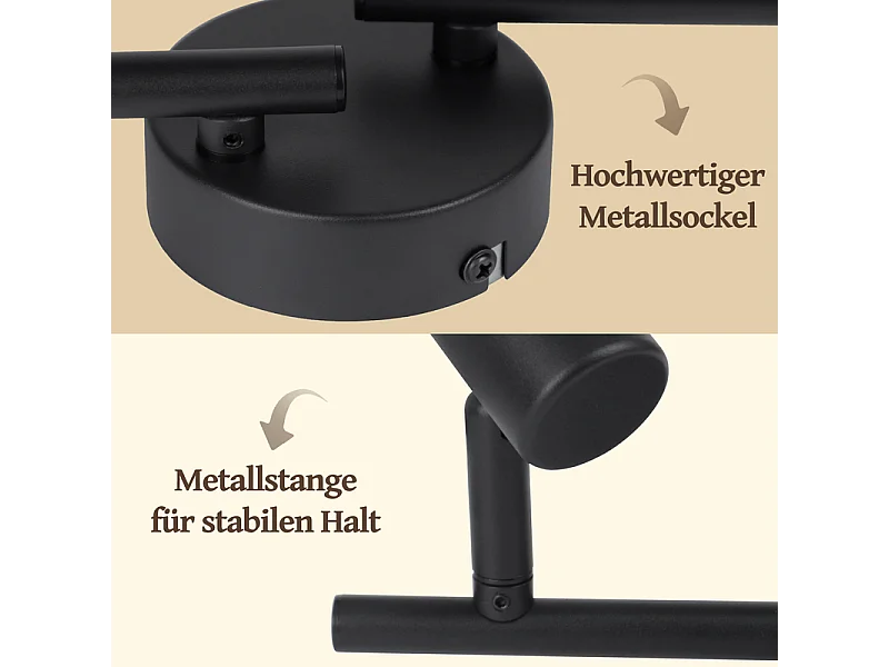 Plafonnier NETTLIFE 4 lampes noir - Spot LED E14 vintage en tissu, pivotant à 350°, pour chambre, salon, cuisine, bureau, couloir (sans ampoule)