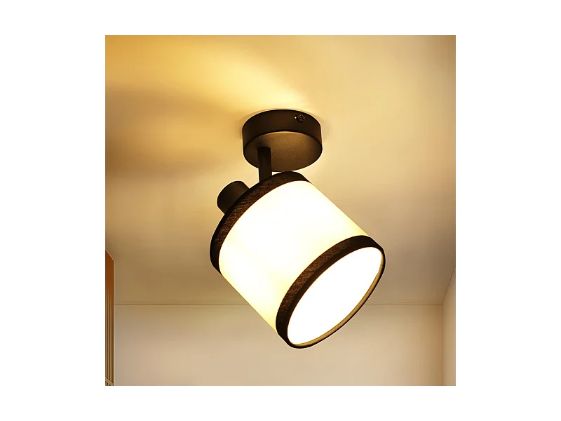 Spot de plafond NETTLIFE 1 flamme, lampe de couloir noire - Plafonnier en tissu E14, orientable, vintage, rétro(sans ampoule)
