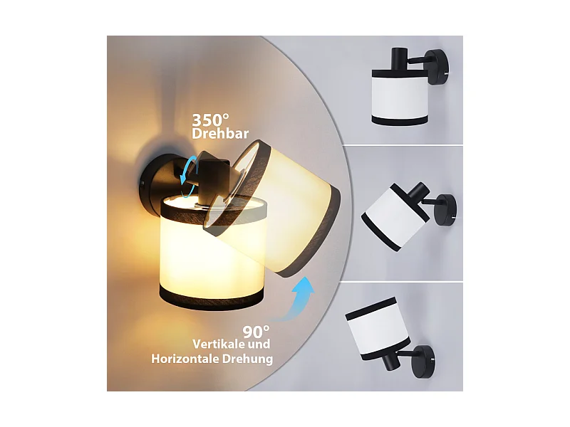 Spot de plafond NETTLIFE 1 flamme, lampe de couloir noire - Plafonnier en tissu E14, orientable, vintage, rétro(sans ampoule)