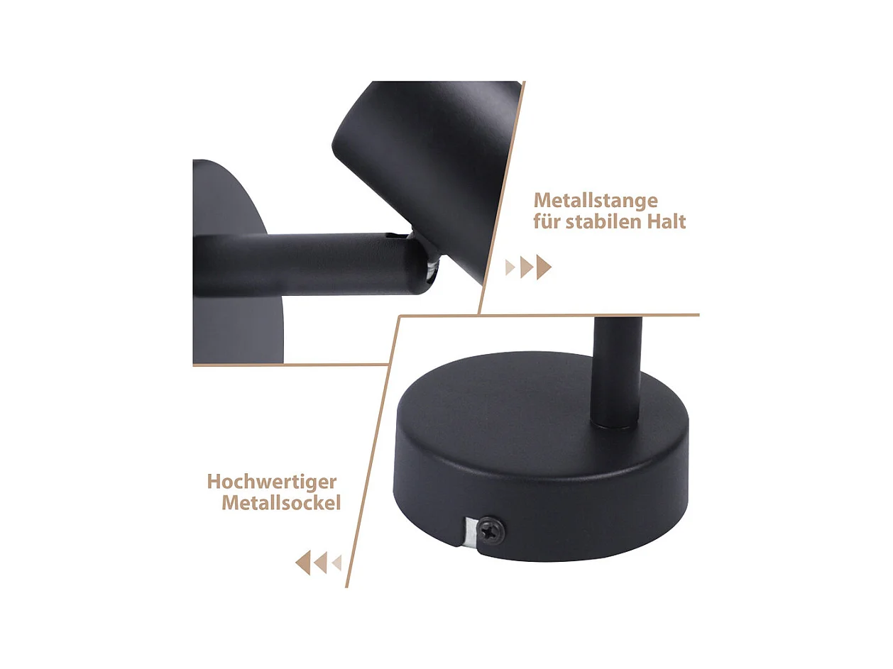 Spot de plafond NETTLIFE 1 flamme, lampe de couloir noire - Plafonnier en tissu E14, orientable, vintage, rétro(sans ampoule)