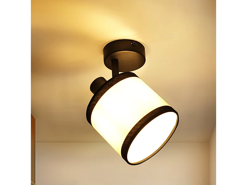 Spot de plafond NETTLIFE 1 flamme, lampe de couloir noire - Plafonnier en tissu E14, orientable, vintage, rétro(sans ampoule)