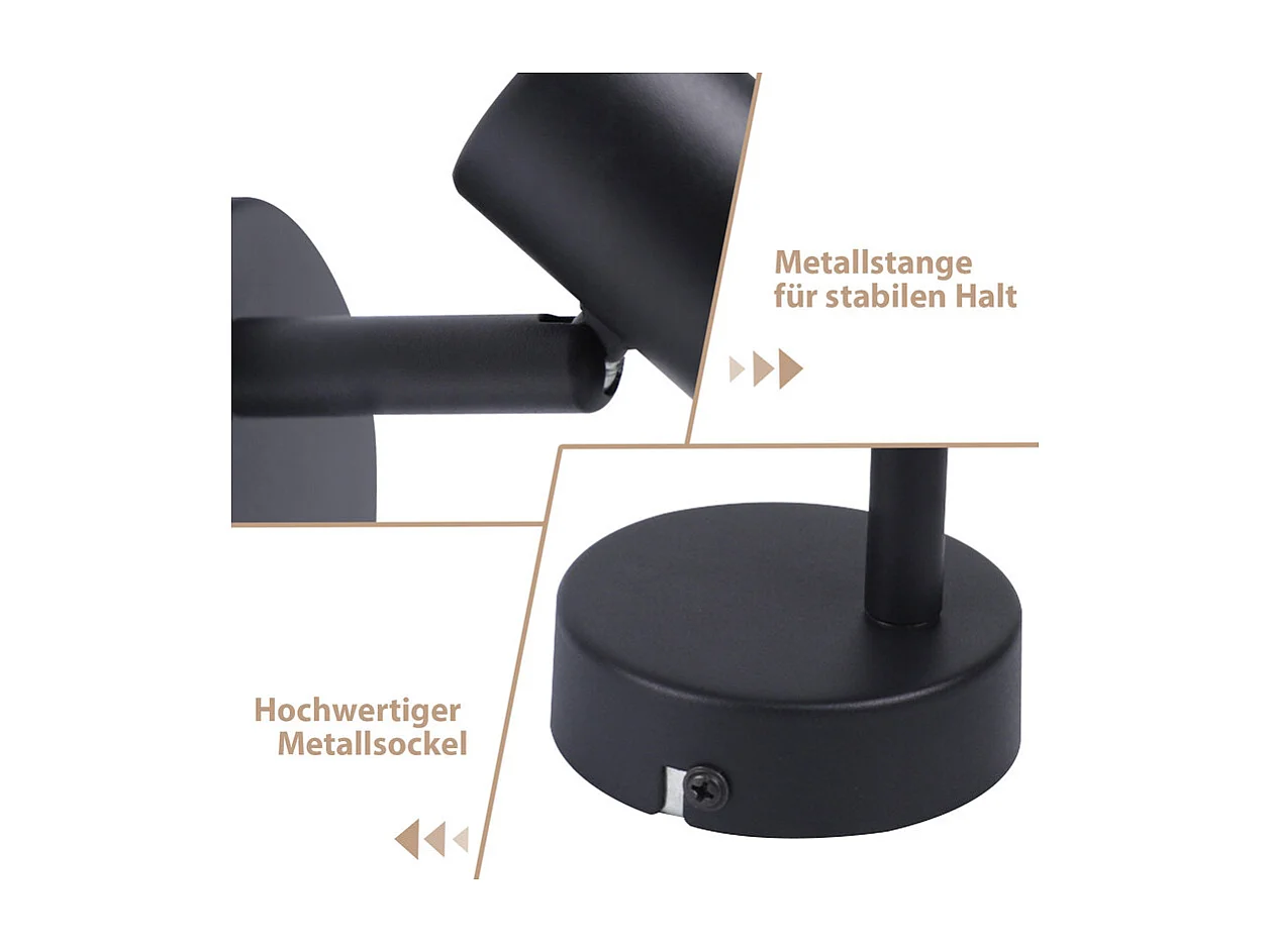 Spot de plafond NETTLIFE 1 flamme, lampe de couloir noire - Plafonnier en tissu E14, orientable, vintage, rétro(sans ampoule)