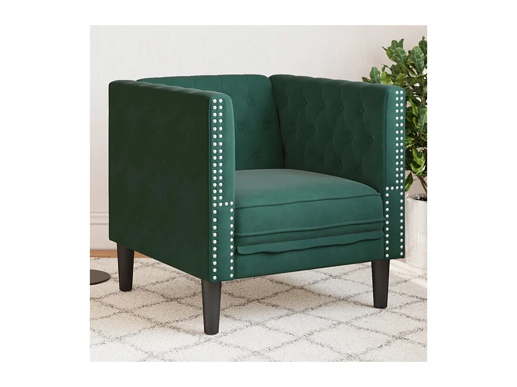 Fauteuil salon | Chaise Confortable | Fauteuil Chesterfield vert foncé velours