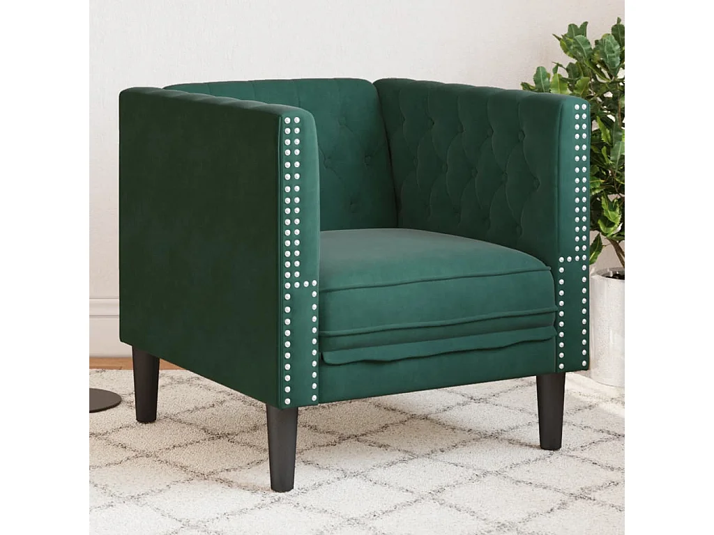 Fauteuil salon | Chaise Confortable | Fauteuil Chesterfield vert foncé velours