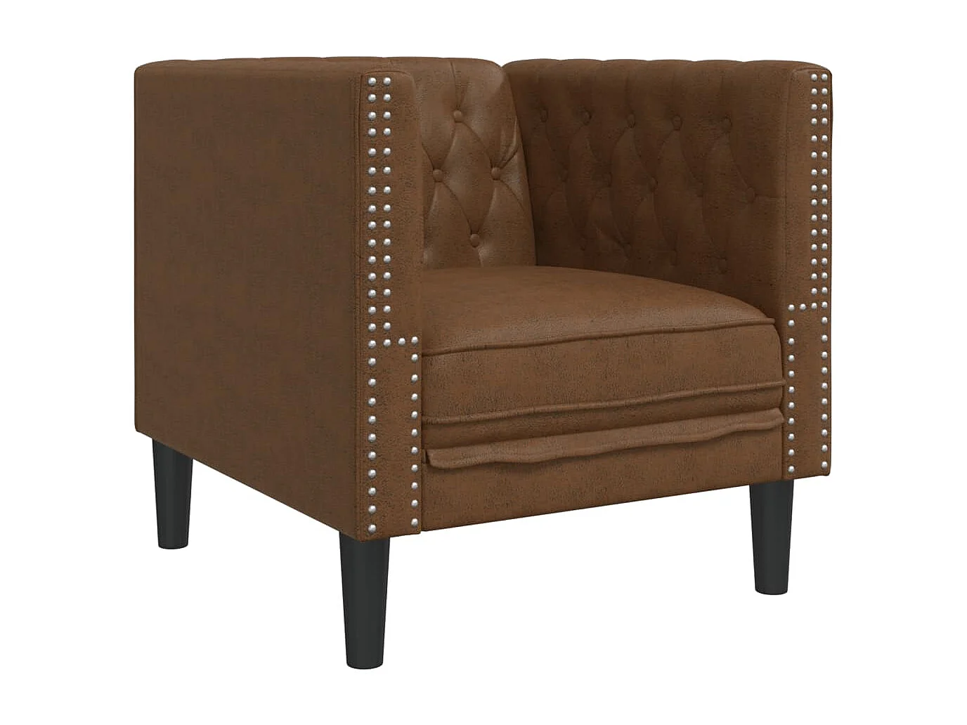 Fauteuil salon | Chaise Confortable | Fauteuil Chesterfield marron similicuir daim