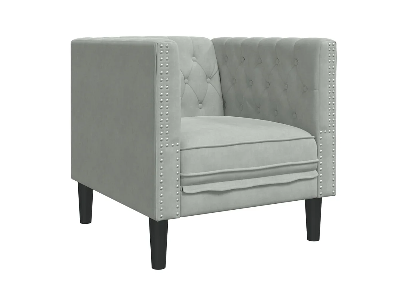 Fauteuil salon | Chaise Confortable | Fauteuil Chesterfield gris clair velours