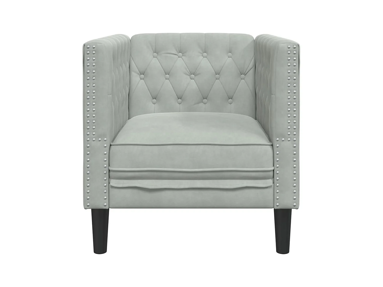 Fauteuil salon | Chaise Confortable | Fauteuil Chesterfield gris clair velours