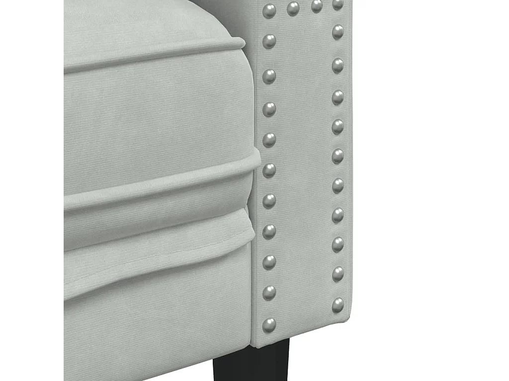 Fauteuil salon | Chaise Confortable | Fauteuil Chesterfield gris clair velours