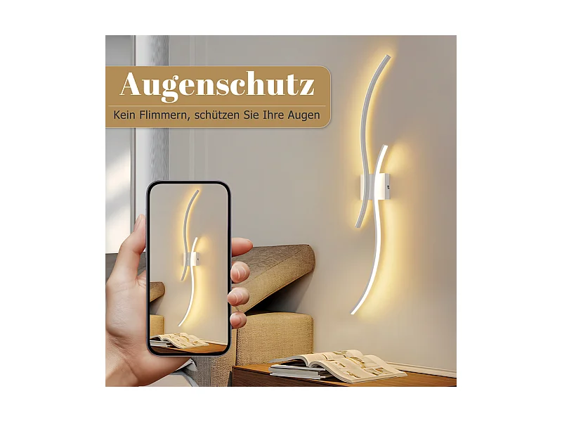 NETTLIFE LED-wandlamp voor binnen - 14W hallamp 100CM witte traplamp modern golfdesign 3000K