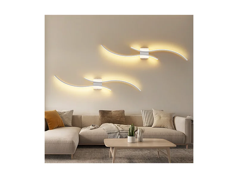 NETTLIFE LED-wandlamp voor binnen - 14W hallamp 100CM witte traplamp modern golfdesign 3000K
