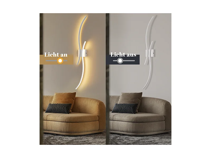 NETTLIFE LED-wandlamp voor binnen - 14W hallamp 100CM witte traplamp modern golfdesign 3000K