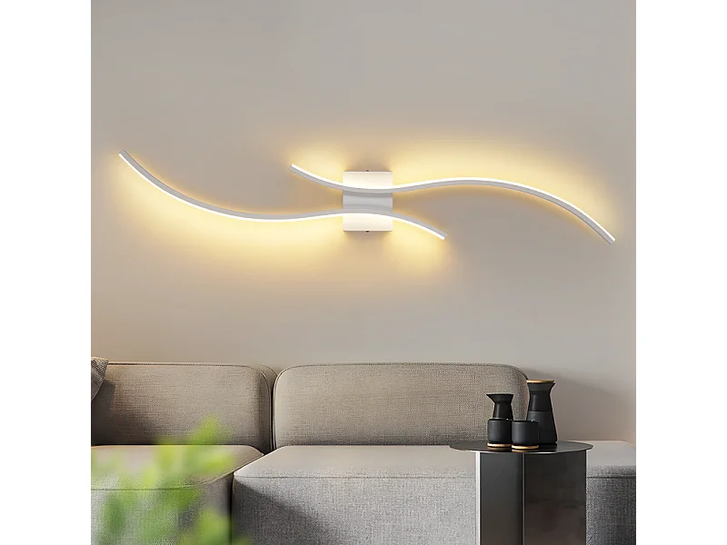 NETTLIFE Applique murale LED d'intérieur - 14W lampe de couloir 100CM lampe d'escalier blanche design vague moderne 3000K