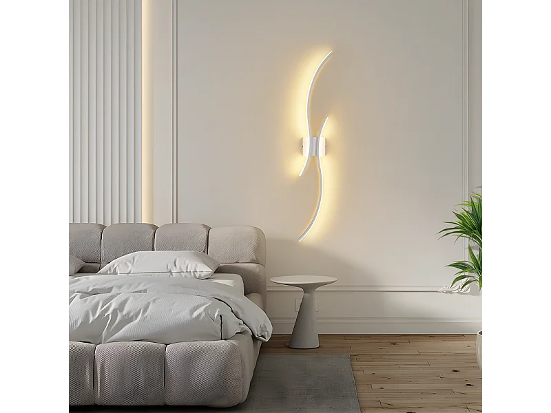 NETTLIFE Applique murale LED d'intérieur - 14W lampe de couloir 100CM lampe d'escalier blanche design vague moderne 3000K
