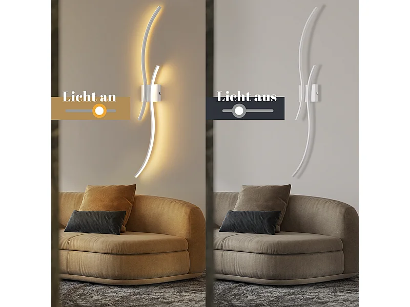 NETTLIFE Applique murale LED d'intérieur - 14W lampe de couloir 100CM lampe d'escalier blanche design vague moderne 3000K