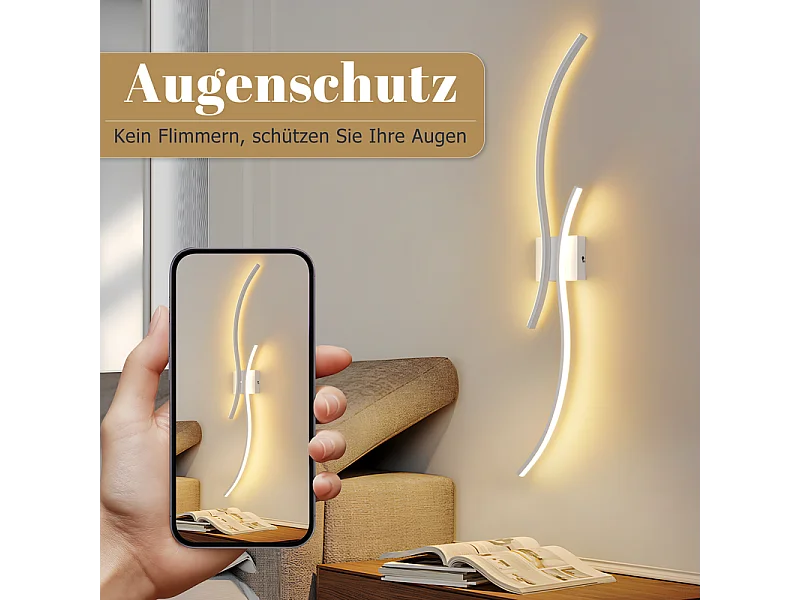 NETTLIFE Applique murale LED d'intérieur - 14W lampe de couloir 100CM lampe d'escalier blanche design vague moderne 3000K