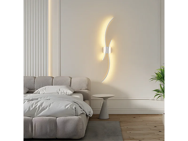NETTLIFE Applique murale LED d'intérieur - 14W lampe de couloir 100CM lampe d'escalier blanche design vague moderne 3000K