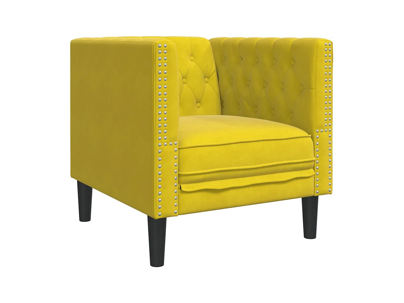 Fauteuil salon | Chaise Confortable | Fauteuil Chesterfield jaune velours