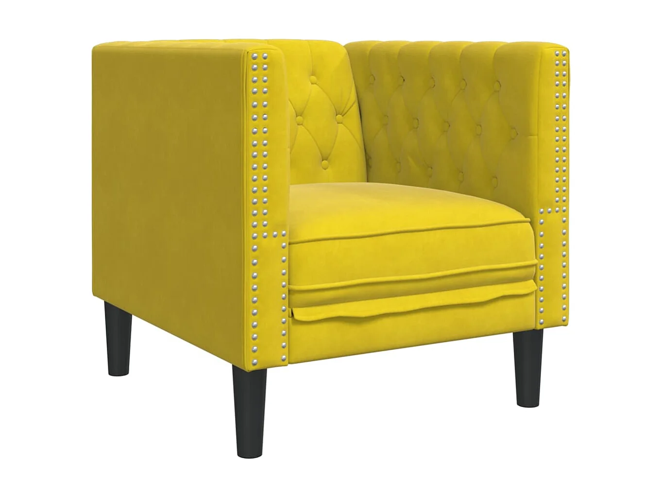 Fauteuil salon | Chaise Confortable | Fauteuil Chesterfield jaune velours