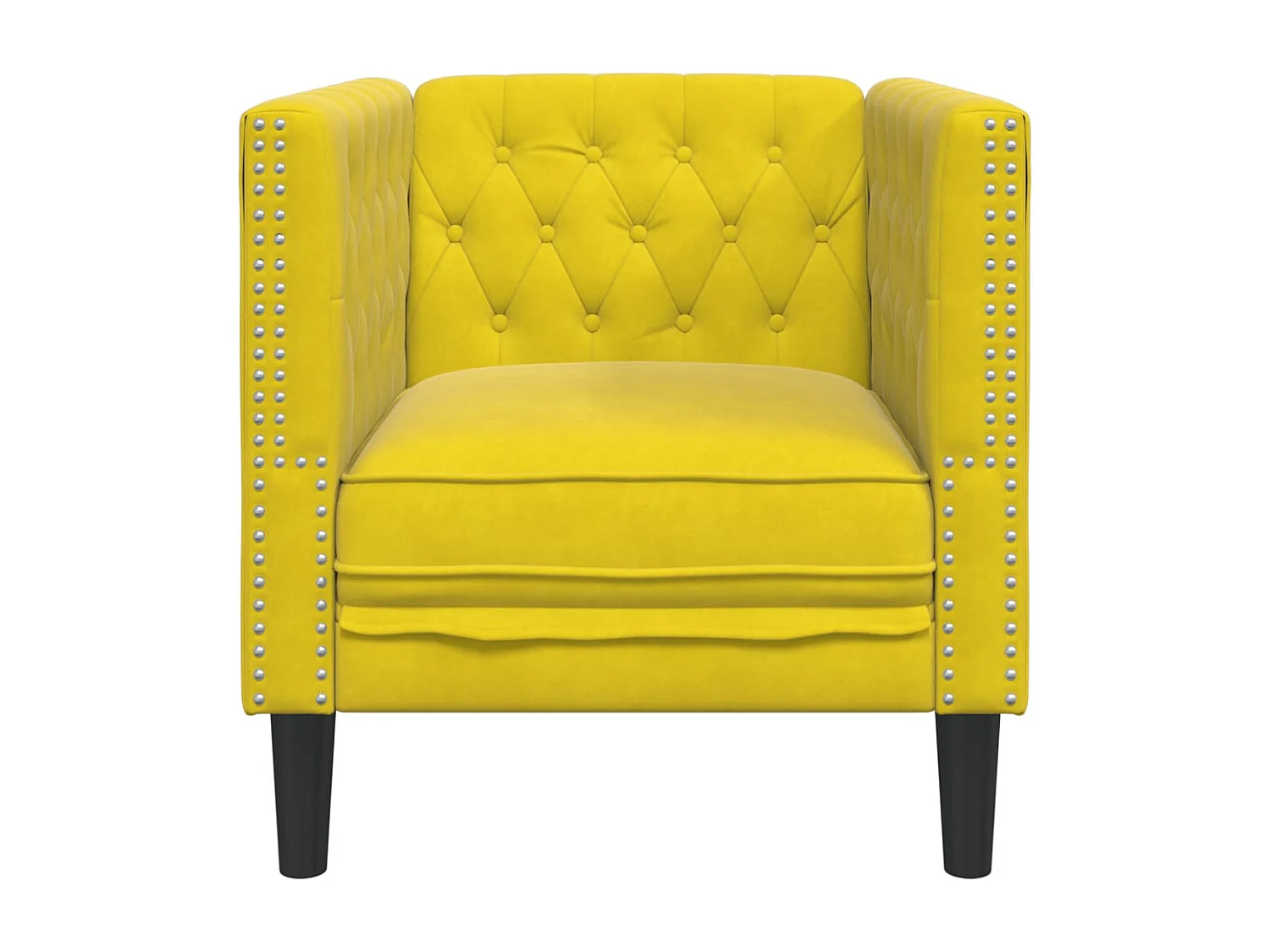 Fauteuil salon | Chaise Confortable | Fauteuil Chesterfield jaune velours