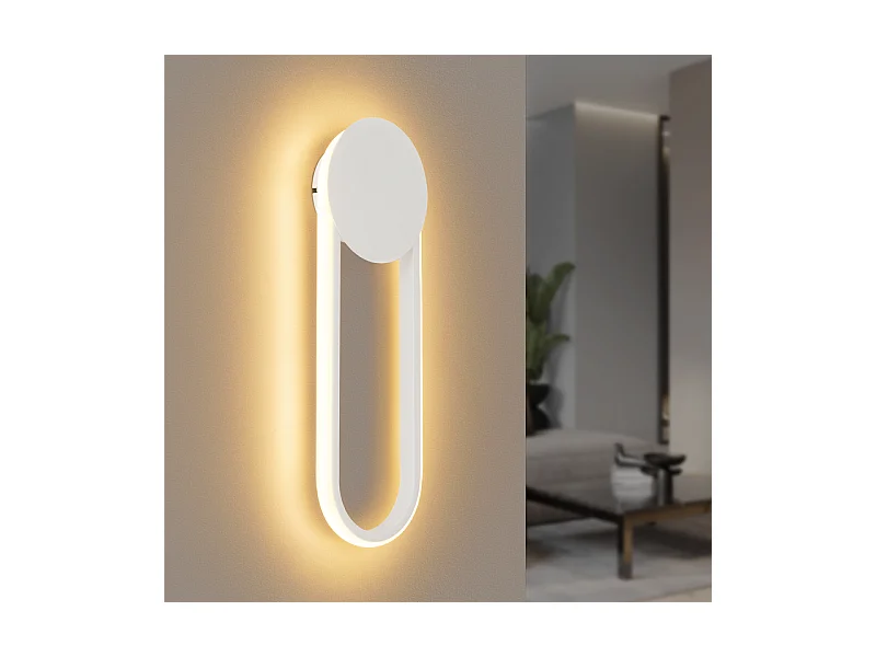 NETTLIFE Applique murale LED d'intérieur - Lampe d'escalier 12W 41cm Lampe de couloir blanche Design moderne 3000K