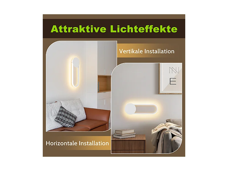NETTLIFE Applique murale LED d'intérieur - Lampe d'escalier 12W 41cm Lampe de couloir blanche Design moderne 3000K