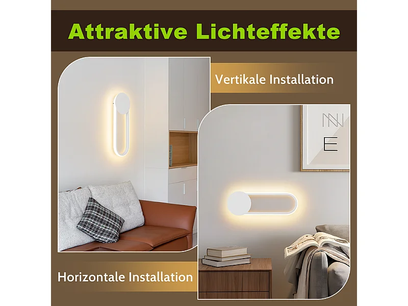 NETTLIFE Applique murale LED d'intérieur - Lampe d'escalier 12W 41cm Lampe de couloir blanche Design moderne 3000K
