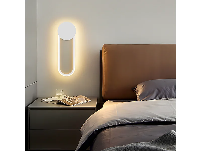 NETTLIFE Applique murale LED d'intérieur - Lampe d'escalier 12W 41cm Lampe de couloir blanche Design moderne 3000K