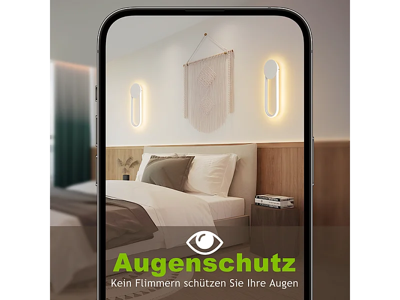 NETTLIFE Applique murale LED d'intérieur - Lampe d'escalier 12W 41cm Lampe de couloir blanche Design moderne 3000K