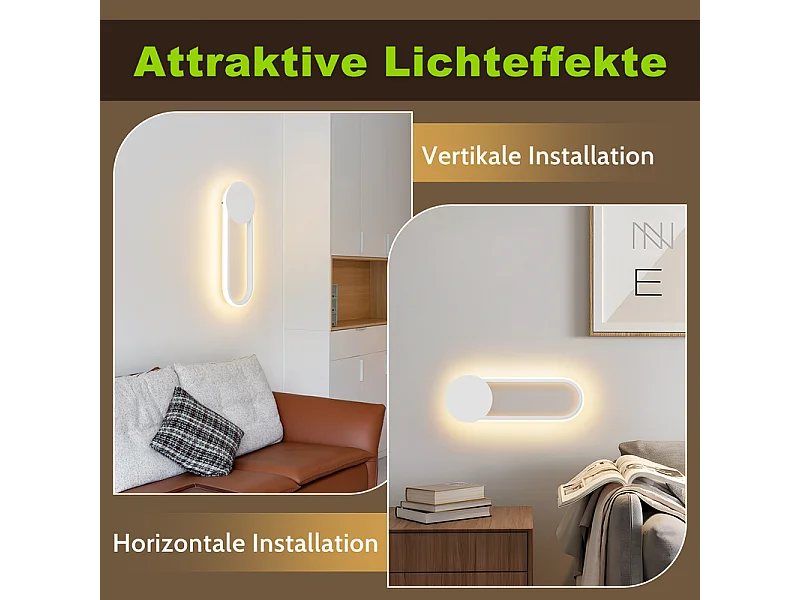 NETTLIFE Applique murale LED d'intérieur - Lampe d'escalier 12W 41cm Lampe de couloir blanche Design moderne 3000K